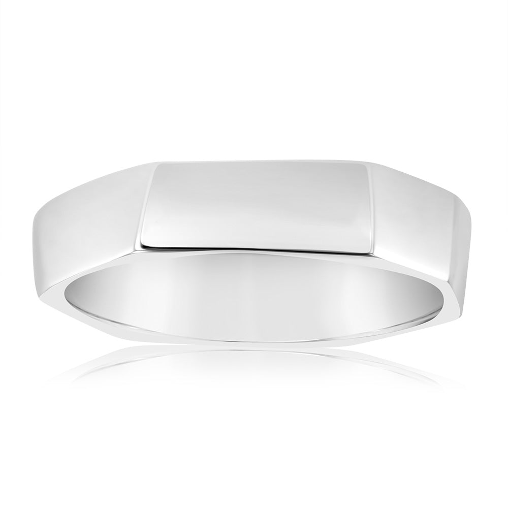 Sterling Silver Polished 4.2mm Geometric Shape Ring