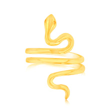 Load image into Gallery viewer, Sterling Silver Gold Plated Spiral Snake Ring