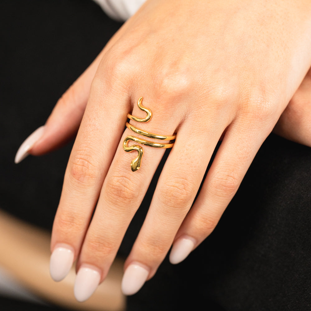 Sterling Silver Gold Plated Spiral Snake Ring