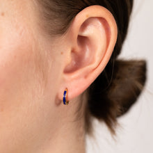 Load image into Gallery viewer, Sterling Silver Gold Plated Natural Lapiz Sleeper Earrings