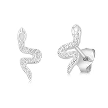 Load image into Gallery viewer, Sterling Silver Patterned Snake Stud Earrings