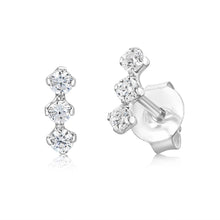 Load image into Gallery viewer, Sterling Silver Cubic Zirconia Triple Hexagon Stud Earrings