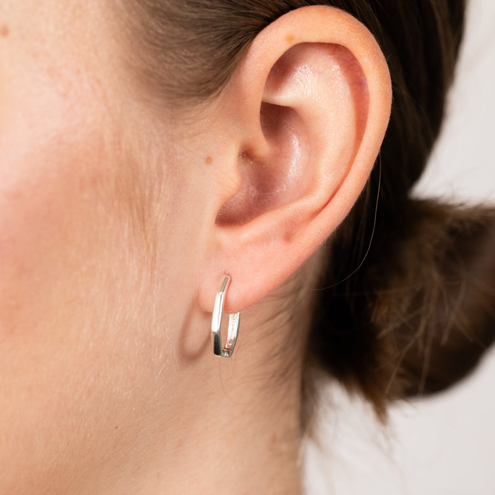 Sterling Silver Polished Octagonal Sleeper Earrings