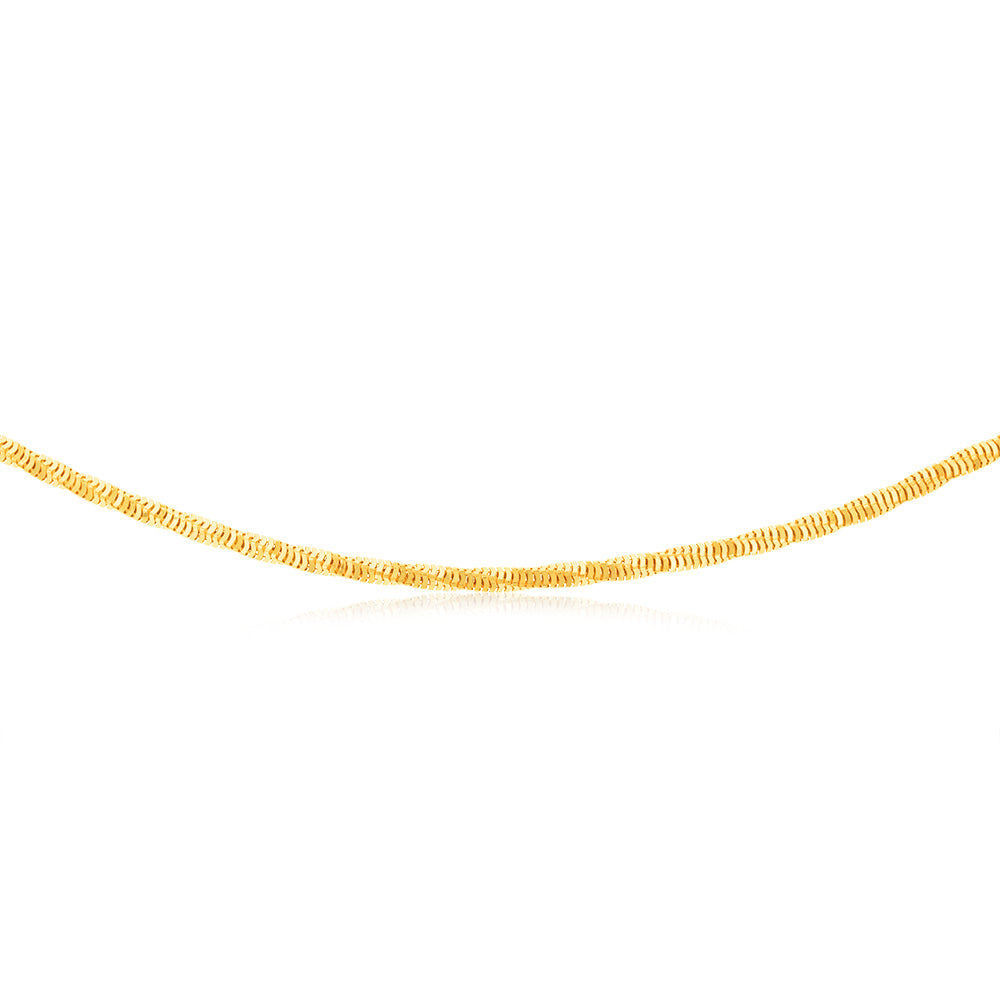 Sterling Silver Gold Plated Diamond Cut Square Snake 45cm Chain