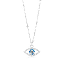 Load image into Gallery viewer, Sterling Silver Zirconia Evil Eye Pendant On 42+3cm Chain