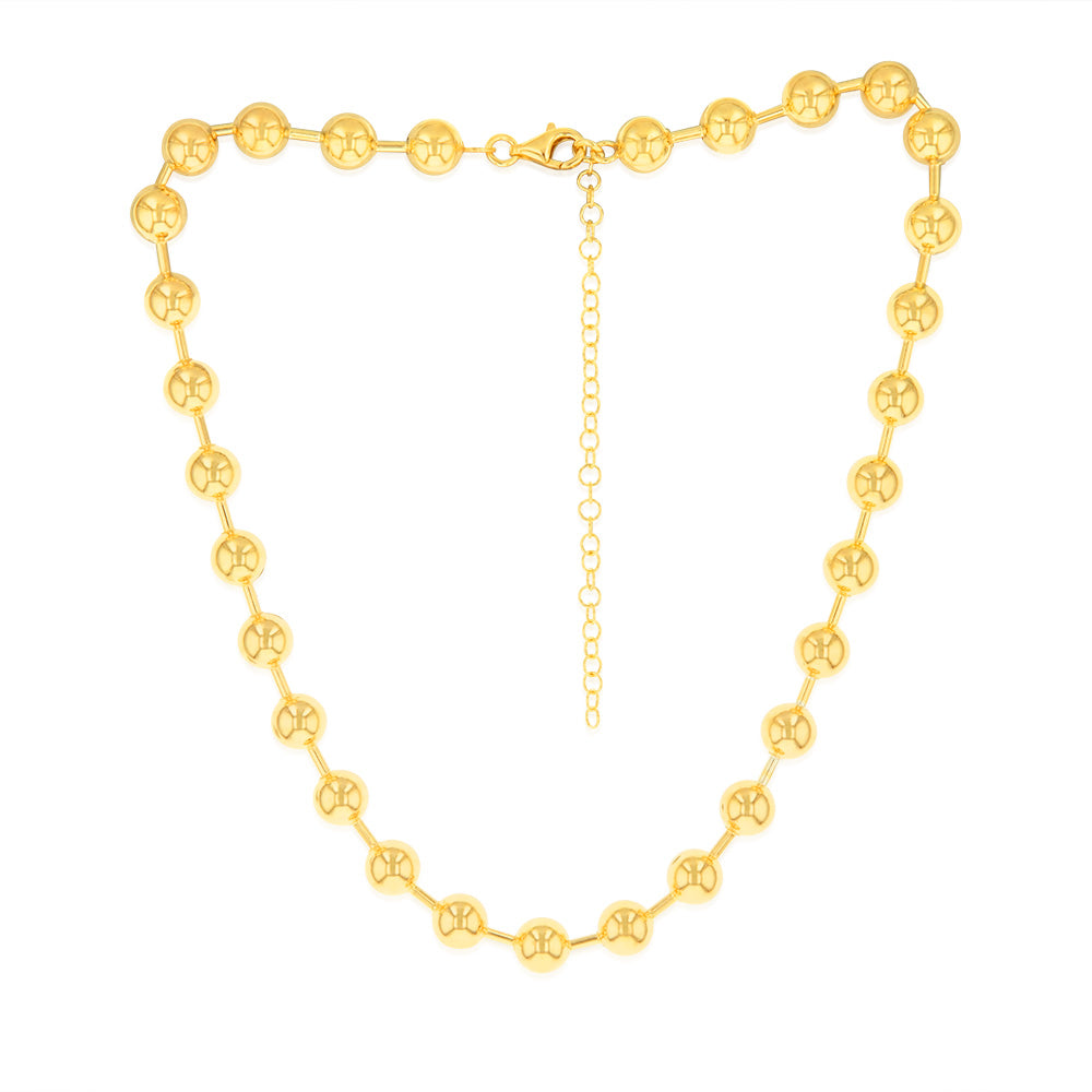 Sterling Silver Gold Plated Polished Ball 38+8cm Chain