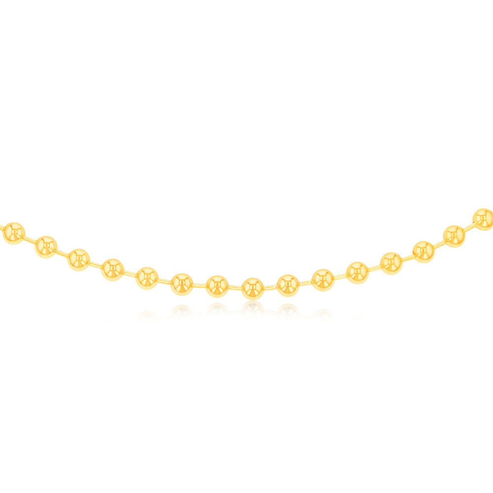 Sterling Silver Gold Plated Polished Ball 38+8cm Chain