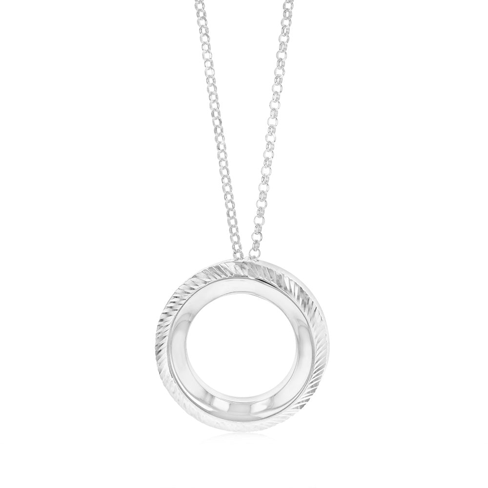 Sterling Silver Textured Circle Of Life Pendant On Chain