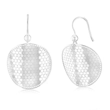 Load image into Gallery viewer, Sterling Silver Mosaic Pattern Disc hook Earrings