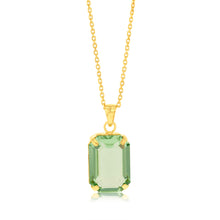 Load image into Gallery viewer, Sterling Silver Gold Plated Rectangle Green Crystal Pendant On Chain