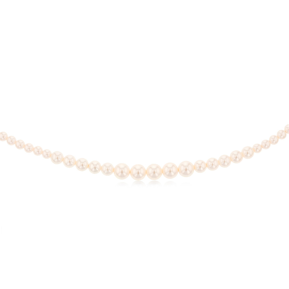 Sterling Silver Graduating Simulated Pearl 41cm Chain