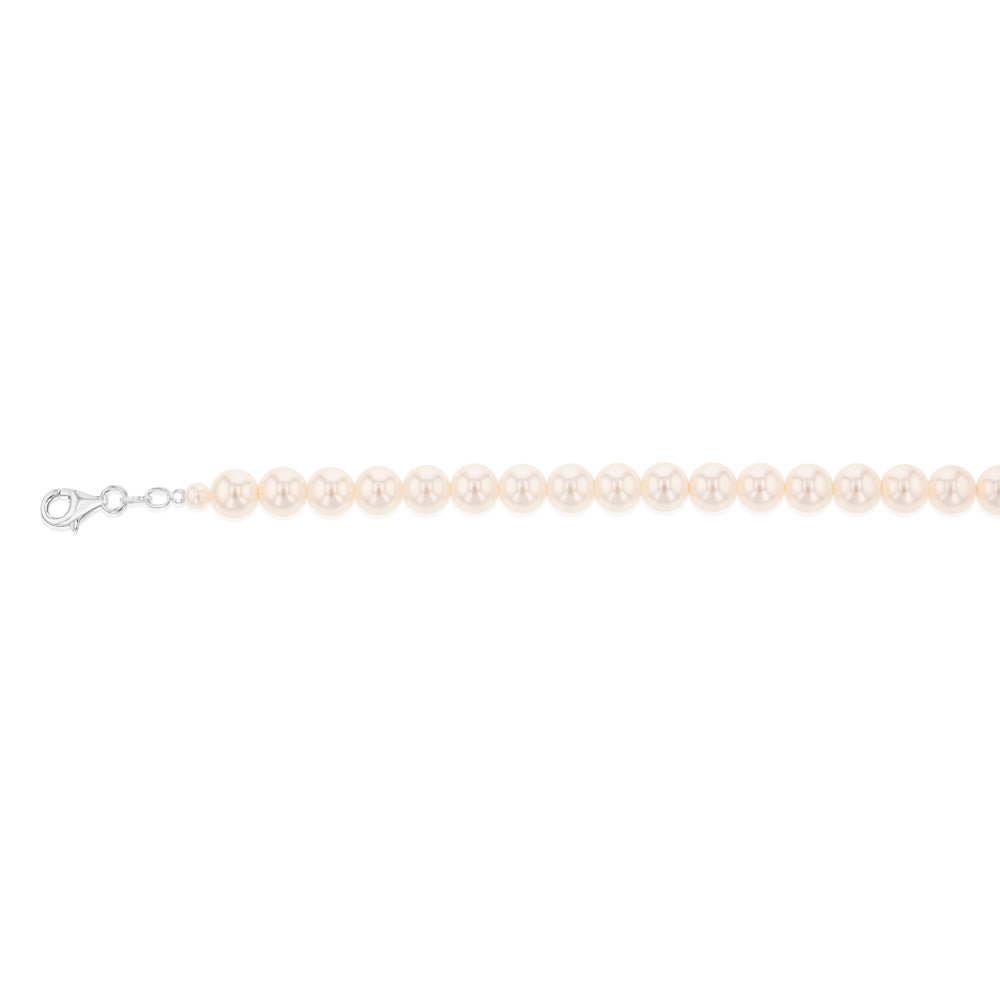 Sterling Silver Simulated Pearls 19cm Chain