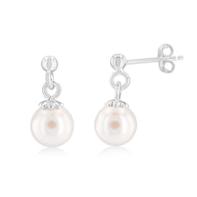 Load image into Gallery viewer, Sterling Silver Simulated Pearl Drop Earrings