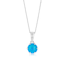 Load image into Gallery viewer, Sterling Silver Round Created Blue Opal Pendant