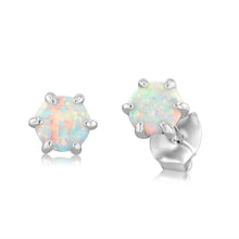 Load image into Gallery viewer, Sterling Silver White Created Opal Stud Earrings