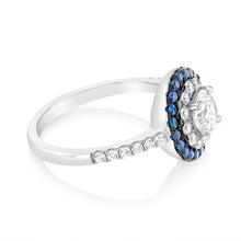 Load image into Gallery viewer, Sterling Silver Blue And White Zirconia Fancy Ring