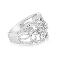 Load image into Gallery viewer, Sterling Silver Rhodium Plated Fancy Cut Out Zirconia Ring