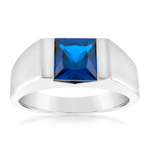 Load image into Gallery viewer, Sterling Silver Created Blue Sapphire Fancy Ring