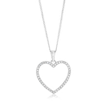 Load image into Gallery viewer, Sterling Silver Zirconia Open Heart Pendant