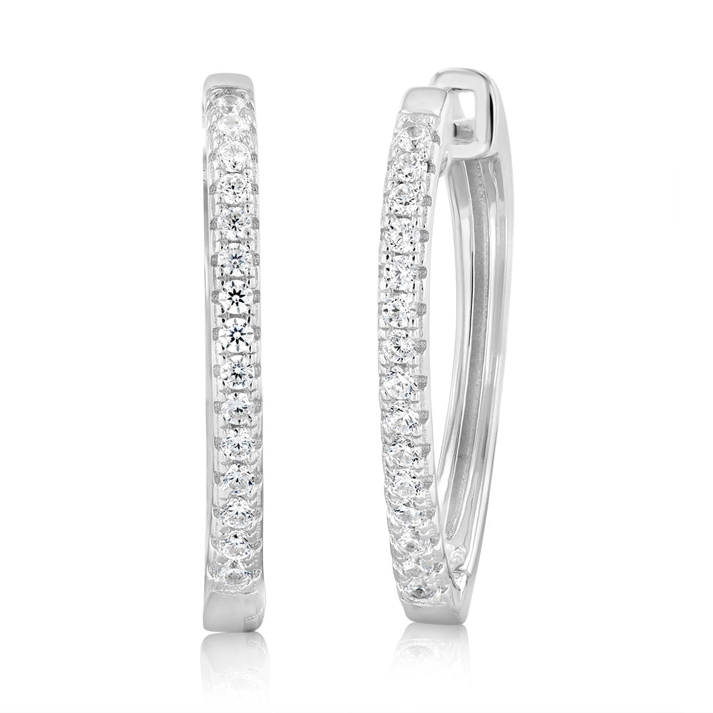 Sterling Silver Zirconia Huggies Earrings