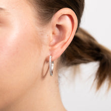 Load image into Gallery viewer, Sterling Silver Zirconia Huggies Earrings