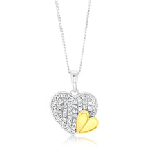 Load image into Gallery viewer, Sterling Silver Gold Plated Zirconia Pave Heart Pendant