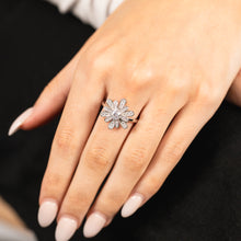 Load image into Gallery viewer, Sterling Silver Zirconia Fancy Flower Ring