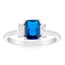 Load image into Gallery viewer, Sterling Silver White And Sapphire Blue Zirconia Fancy Ring