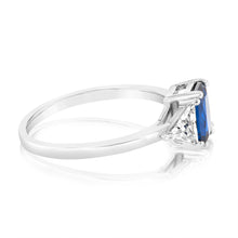 Load image into Gallery viewer, Sterling Silver White And Sapphire Blue Zirconia Fancy Ring