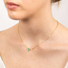 Load image into Gallery viewer, Sterling Silver Gold Plated Created Malachite Heart Pendant On Chain