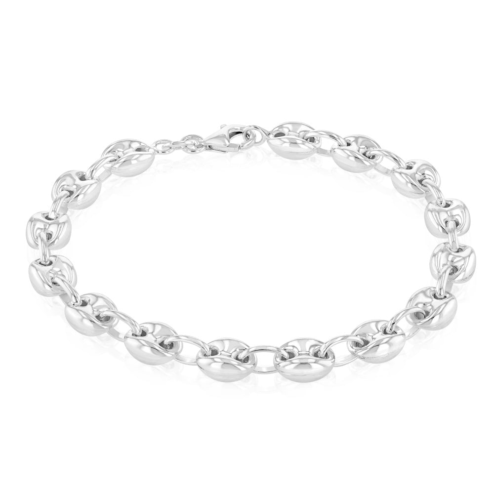 Sterling Silver Puff 17.5cm Bracelet