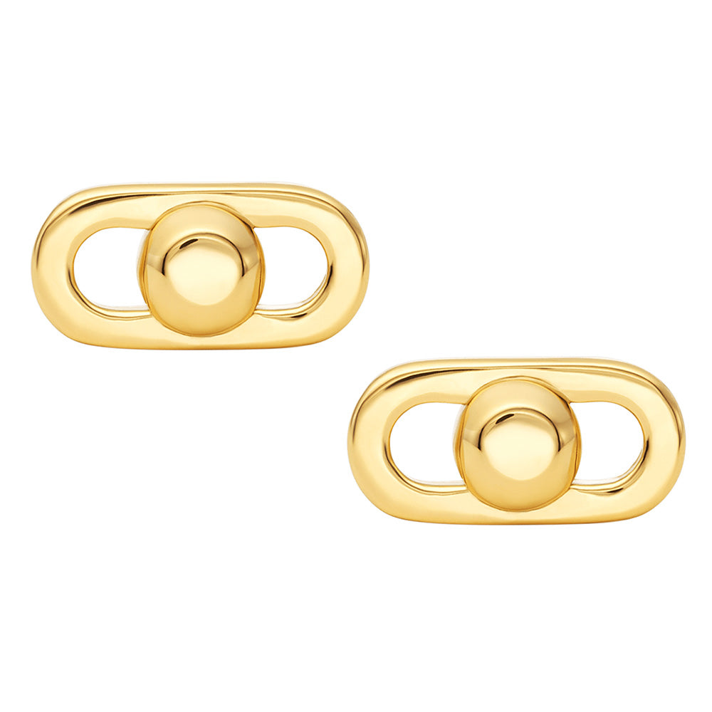 Michael Kors Gold Plated Sterling Silver Astor Link Pave Stud Earrings