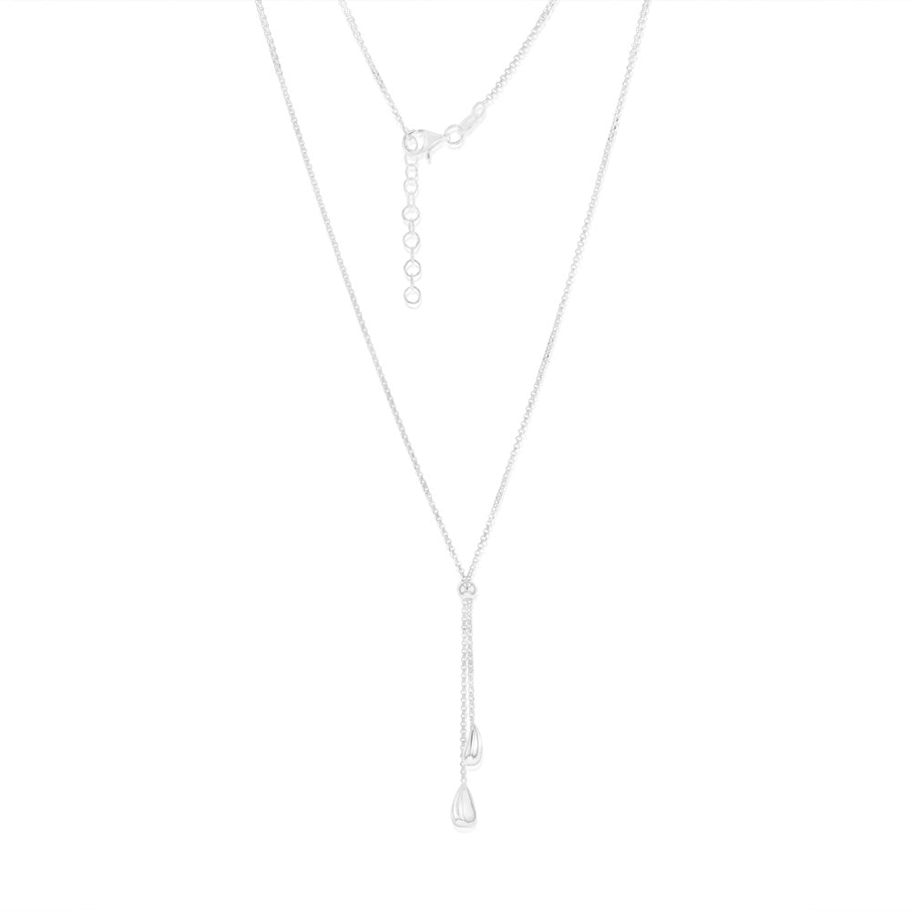 Sterling Silver Polished Double Tear Drop 45cm Chain