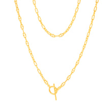 Load image into Gallery viewer, Sterling Silver Gold Plated Fancy Link T Bar Clasp 45cm Chain