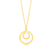 Load image into Gallery viewer, Sterling Silver Gold Plated Double Circle Synthetic Pearl Pendant on 45cm Chain