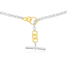 Load image into Gallery viewer, Sterling Silver Two Tone T Bar Clasp Fancy 90cm Chain