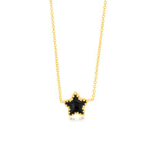 Load image into Gallery viewer, Sterling Silver Gold Plated Black Enamel Star Pendant on 42+3cm Chain