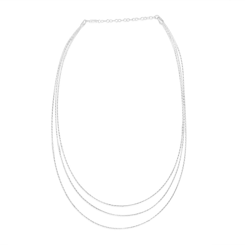 Sterling Silver Triple Layer 40+5cm Chain