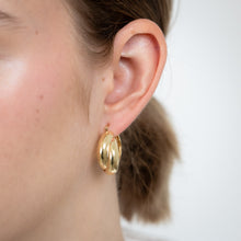 Load image into Gallery viewer, Sterling Silver Gold Plated Twisted Twin Hoop Earrings