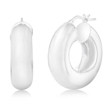 Load image into Gallery viewer, Sterling Silver Polished Tube 10mm Hoop Earrings