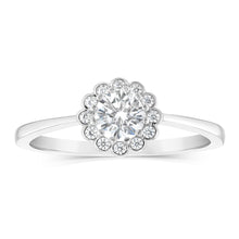 Load image into Gallery viewer, Sterling Silver White Cubic Zirconia Halo Ring