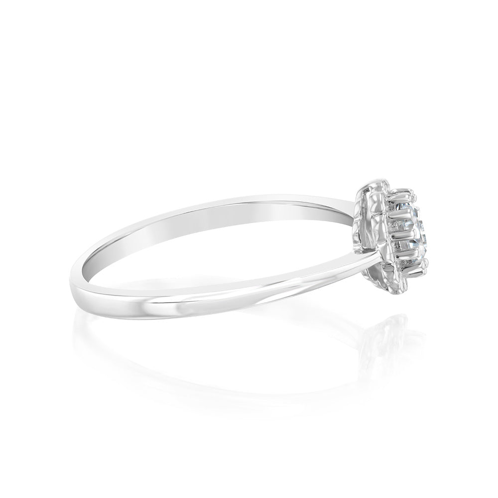 Sterling Silver White Cubic Zirconia Halo Ring