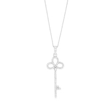 Load image into Gallery viewer, Sterling Silver White Cubic Zirconia Key Pendant