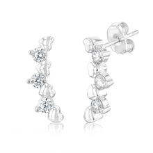 Load image into Gallery viewer, Sterling Silver White Zirconia Drop Earrings