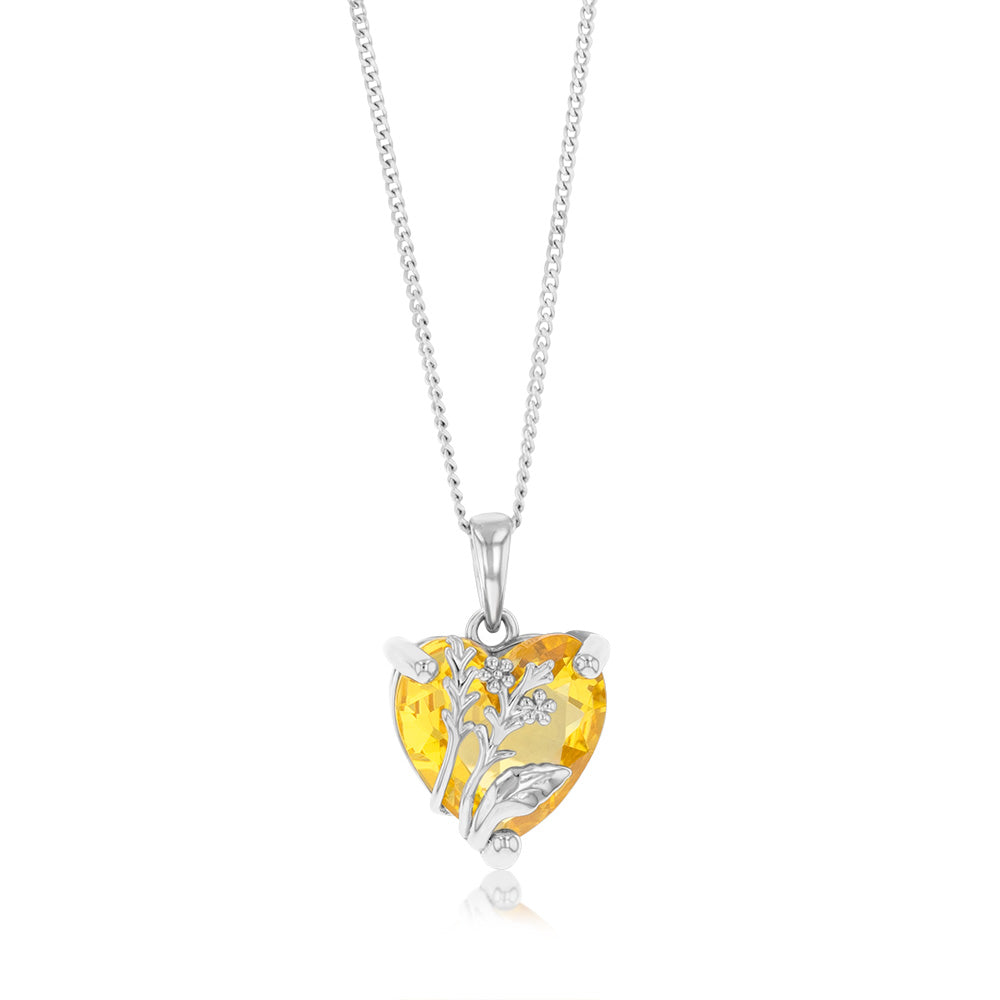 Sterling Silver Champane Heart Cubic Zirconia Pendant