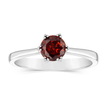 Load image into Gallery viewer, Sterling Silver Garnet Coloured Cubic Zirconia 6 Claw Ring