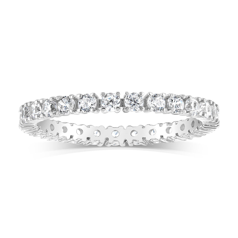 Sterling Silver White Cubic Zirconia Tennis Ring