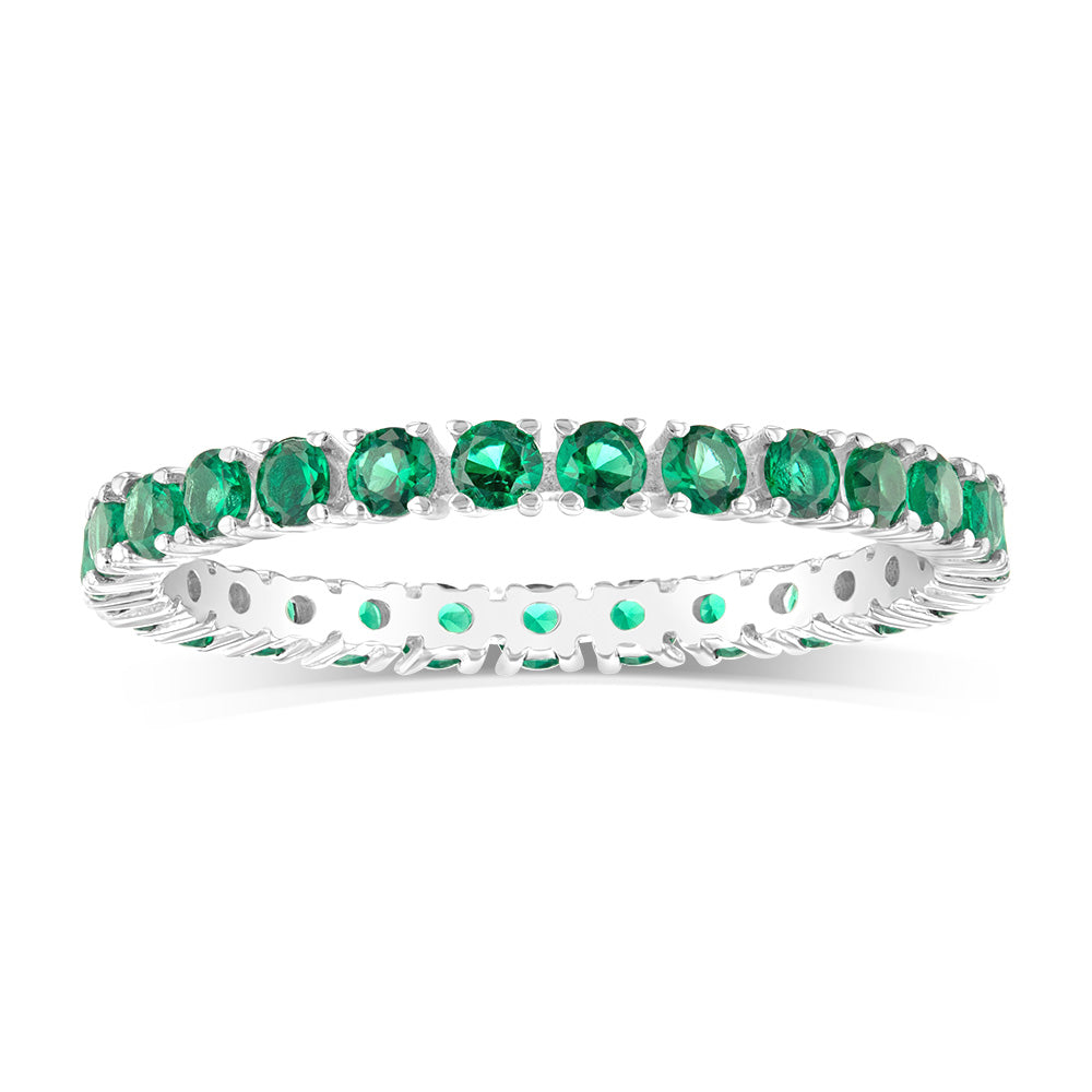 Sterling Silver Green Cubic Zirconia Tennis Ring