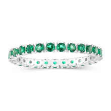 Load image into Gallery viewer, Sterling Silver Green Cubic Zirconia Tennis Ring