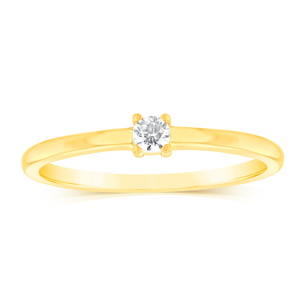 Sterling Silver Gold Plated White Cubic Zirconia $ Claw Ring